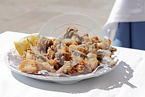 Fried anchovies typical of Spain, pescadito frito