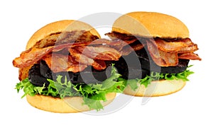 Fried bacon and black pudding sandwich rolls