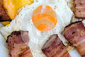 Fried bacon with eggs