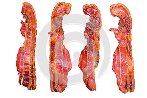 Fried Bacon isolated on white