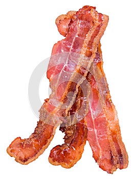 Fried Bacon isolated on white