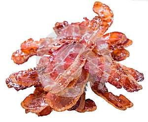 Fried Bacon isolated on white