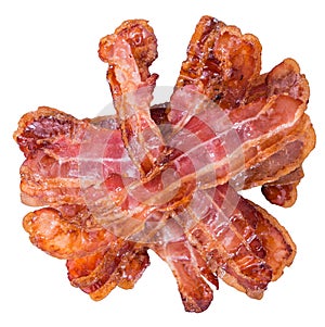 Fried Bacon isolated on white