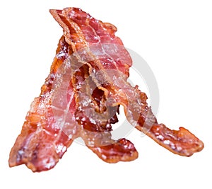Fried Bacon isolated on white