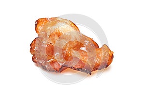Fried bacon rashers isolated on white background