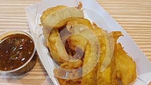 Fried bananas with Roa sauce are a typical Manado snack