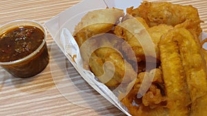 Fried bananas with Roa sauce are a typical Manado snack