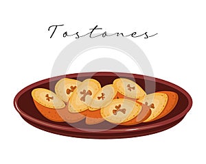 Fried bananas Tostones, Latin American cuisine. National cuisine of Mexico. Food illustration vector