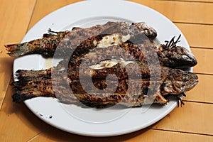 Fried barbecue grill trout