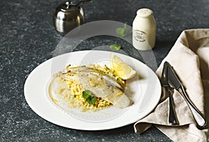 Fried Basa Fillet with Lemon Couscous photo