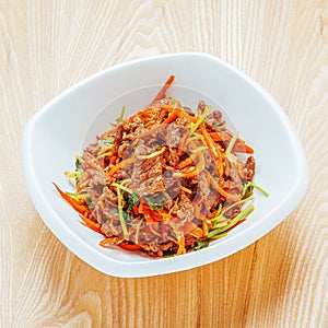 Fried beef with peppers china food