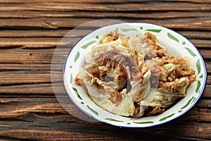Fried Cabbage or Kol Goreng, Deep Fried White Cabbage Usually Served as Side Dish