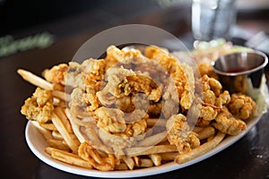 Fried calamari and Fries