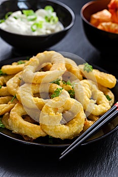 Fried calamari rings