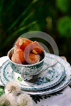 Fried camembert with viburnum jam