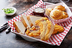 Fried catfish with cornbread