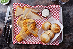 Fried catfish with cornbread