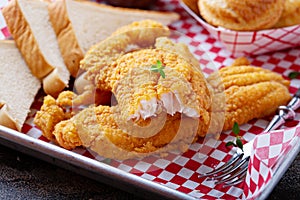 Fried catfish with cornbread