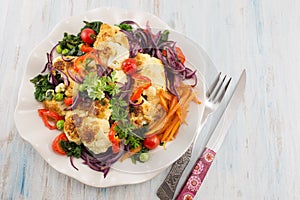 fried cauliflower and mixed vegetables