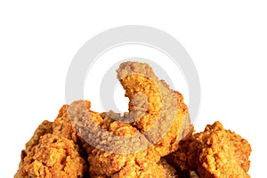 Fried chicken or crispy kentucky isolted on white background. Delicious hot meal with fast food