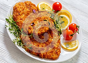 fried chicken cutlets under crusting of panko photo