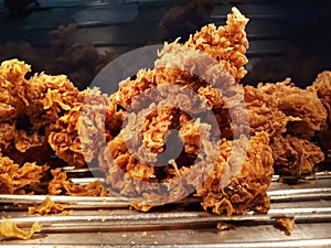 Fried chicken on display window