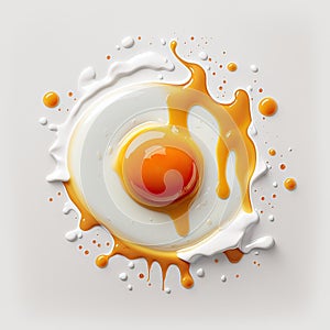 Fried chicken egg isolated on white background. Generative AI
