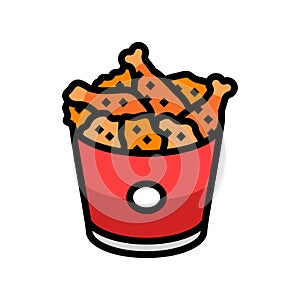 fried chicken fast food color icon vector illustration