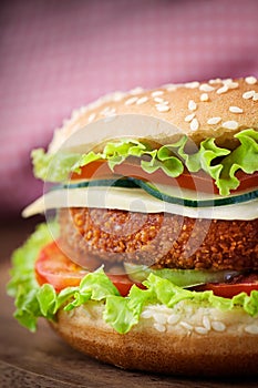 Fried chicken or fish burger sandwich