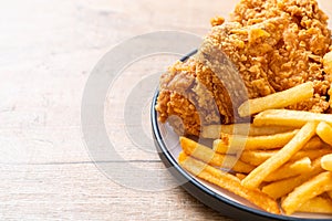 fried chicken with french fries and nuggets meal