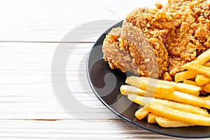 fried chicken with french fries and nuggets meal