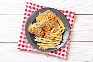 fried chicken with french fries and nuggets meal