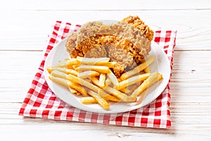 fried chicken with french fries and nuggets meal