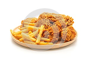 fried chicken with french fries and nuggets meal (junk food and