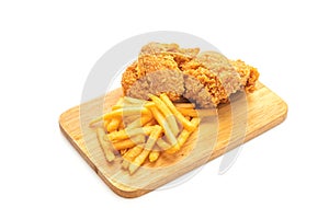 fried chicken with french fries and nuggets meal (junk food and unhealthy food