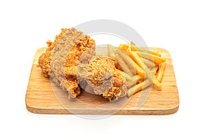 fried chicken with french fries and nuggets meal (junk food and unhealthy food