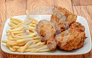 Fried chicken and fries