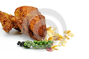 Fried chicken isolated on white background.