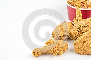 Fried chicken isolated on the white background.