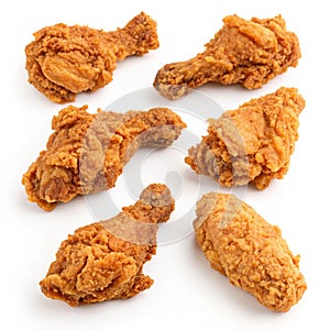 Fried chicken isolated on white background photo
