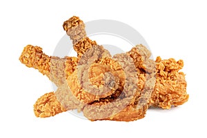 Fried chicken isolated on white background, junk food snack concept