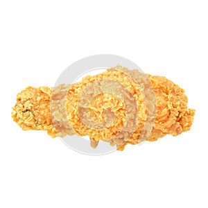 Fried chicken leg on white background