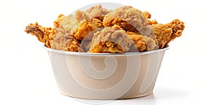 Fried Chicken in Paper Bucket Isolated on White Background photo