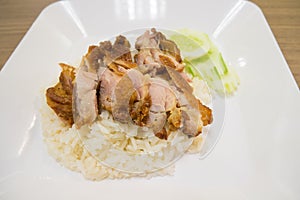 Fried chicken with rice,Thai food gourmet
