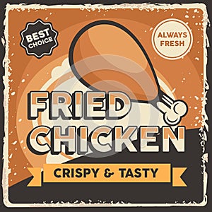 Fried Chicken Signage Poster Retro Rustic Classic