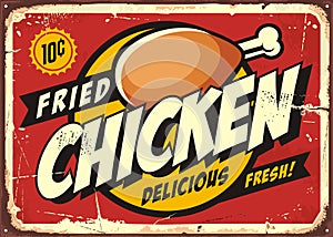 Fried chicken vintage poster promo template