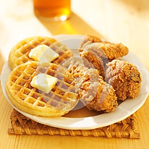 Fried chicken and waffles meal