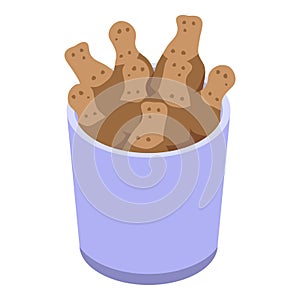 Fried chicken wings bucket icon isometric vector. Tasty food