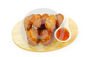 Fried chicken wings isolated with path