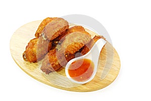 Fried chicken wings isolated with path